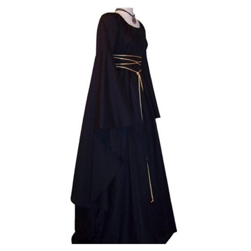 Women Dresses Vintage Medieval Cosplay Costume Ghost Witch Vampire Gothic Dress Halloween Christmas Masquerade Party Dress