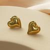 Heart Pleated Stainless Steel Fashion Earrings - High-End, European and American Style, Versatile and Trendy for Women.