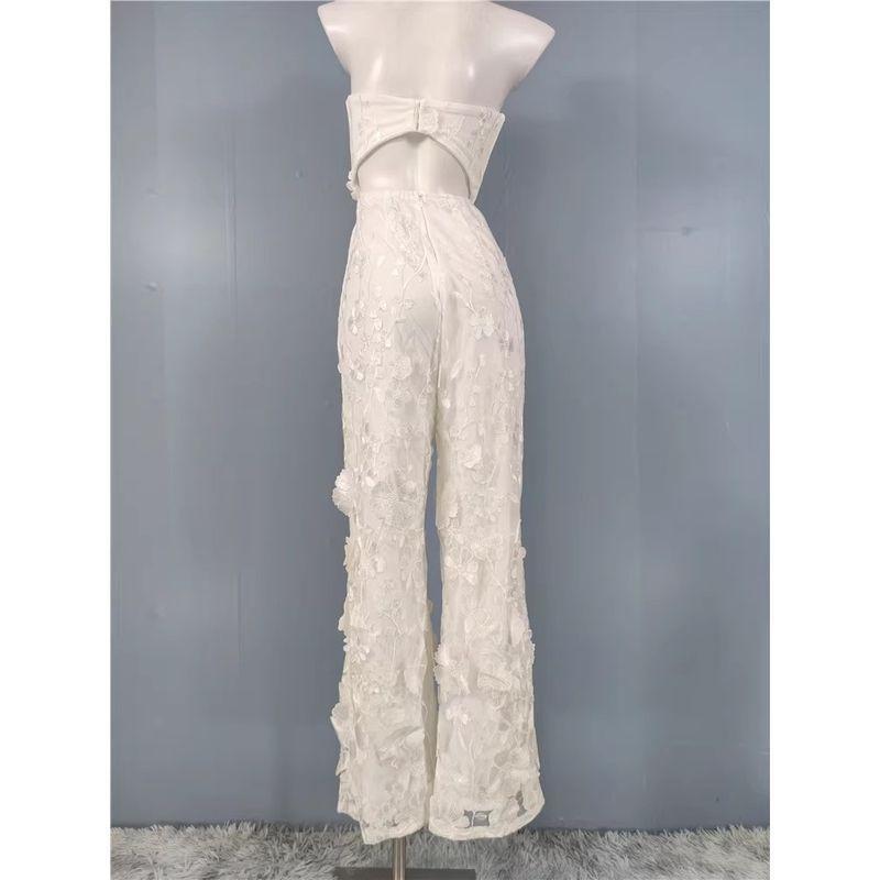 Order Lu's Sexy Gyaru Wrap-around Heavy Industry Three-Dimensional Flowers Pure Desire Slimming European and American Embroidery Royal Sister Jumpsuit