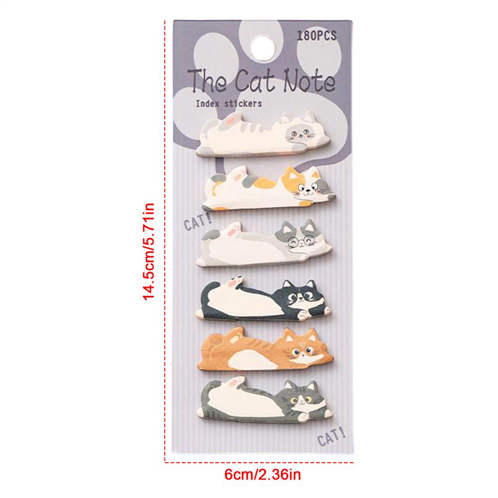 180 Sheets/Pack Cute Cat Index Tabs Self Adhesive Page Markers Waterproof Sticky Notes Classify Files Flags Posted  Stickers