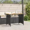VidaXL Table de jardin et dessus en bois noir 110x68x70 cm poly rotin, meuble de jardin, meuble d'extérieur, table, table à 366355