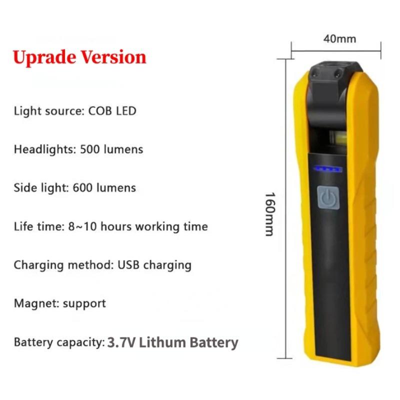 Portable COB Working Light Magnetic Flashlight USB Rechargeable Flexible Inspection Hand Lamp Worklight Outdoor
