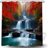 Waterfall Shower Curtain Rustic Floral Butterfly Fantasy Forest Tropical Plant Lake Nature Landscape Bathroom Decor With Hooks