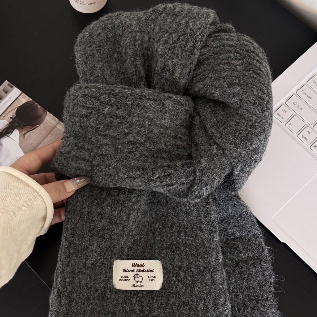 Korean Autumn and Winter New High Quality Wool Blended Knitted Scarf for Women Warm and Versatile Couple Atmosphere Scarf