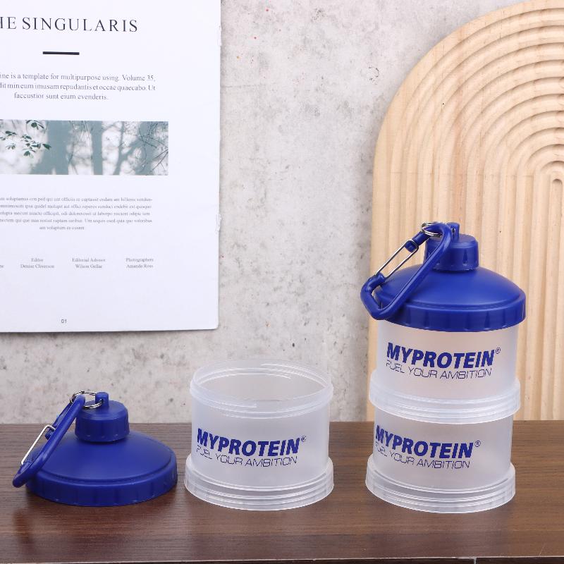 1/2/3 Tier Portable Protein Powder Box Fitness Supplement Bottle Funnel Powder Box Handle Layered Storage Pill Box Snack Jar