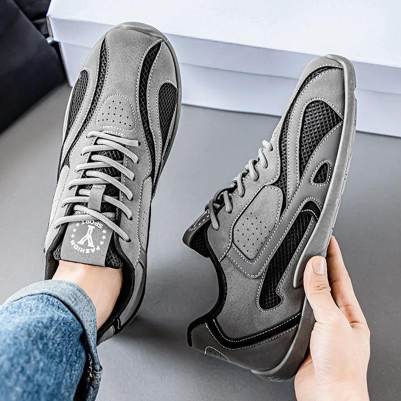 

Мужская обувь 2025 новый летний модный тренд универсальная мягкая подошва удобные низкие нишевые повседневные дышащие сетчатые туфли 46 серый