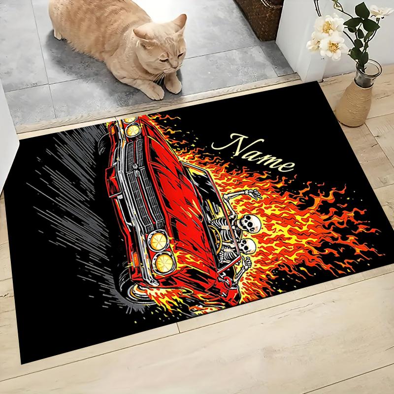 Custom Name Kitten Clown Balloon Theme Carpet Rug Customizable Soft Washable Anti-Slip Home Living Room Sofa Mats Personalized Rug. 0909106