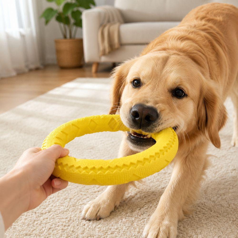 TPR Dog Pull Ring Toy Safety Teeth Cleaning Puppy Chewing Toy Interactive Outdoor Pet Play Pet Teething Toy Dog Boredom Toys
