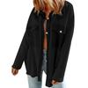 Womens Lapel Long Sleeve Casual Shirt Coat with Pockets Autumn Winter Loose Casual Plush Long Sleeve Jacket