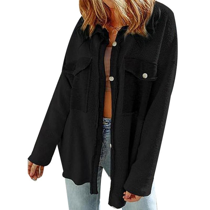 Женская повседневная рубашка с длинным рукавом и лацканами — фото 7