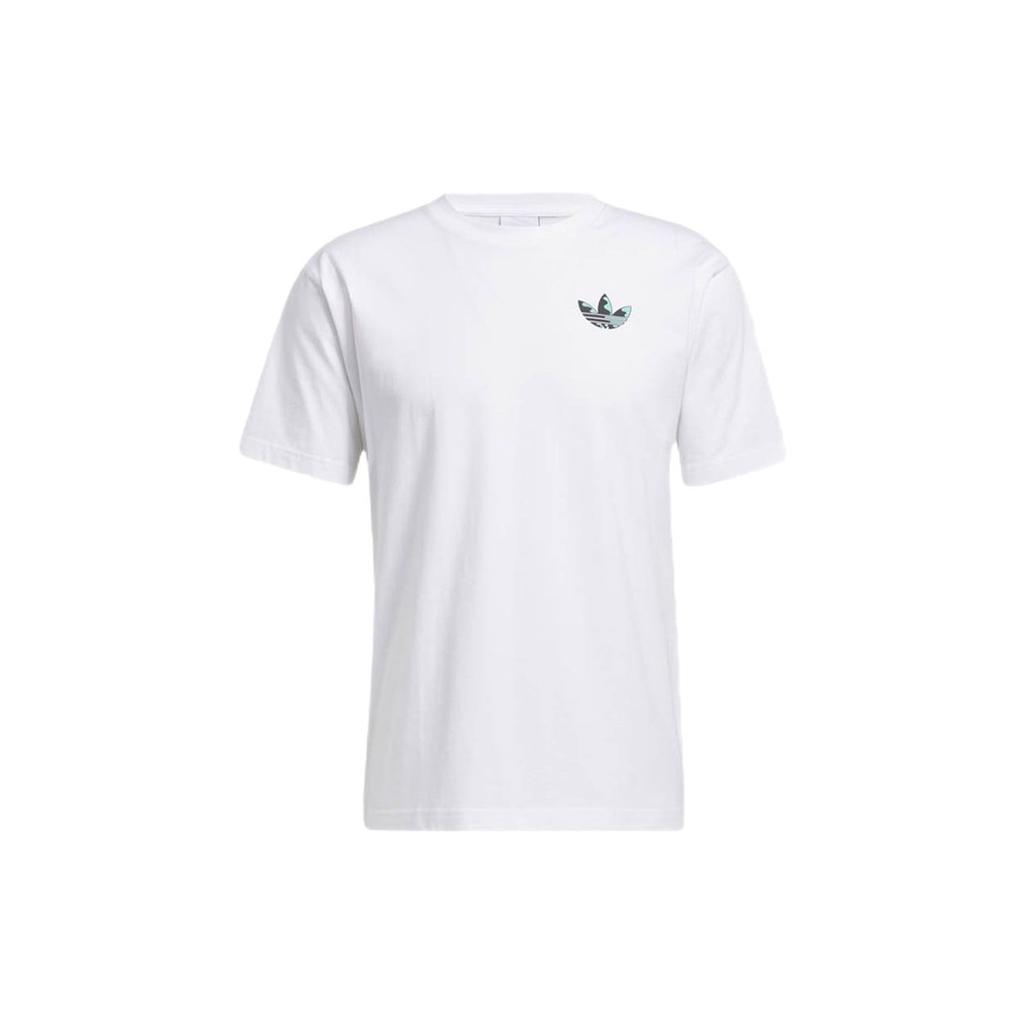 Adidas Originals Trefoil Casual Print Crew Neck T-Shirt Men Tops White GN3906