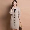 Women's Autumn Literary Medium-length Sweater Ladies Simple Elegant Knitted Cardigan Jacket
