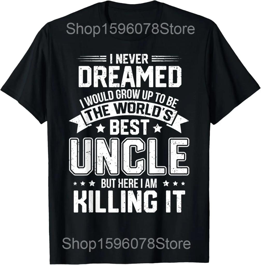 Cooles Onkel Design Neffe Nichte Neuer Onkel T-Shirts Unisex Damen Baumwolle Humor Streetwear Vatertag Onkel Unisex Lockere Kleidung