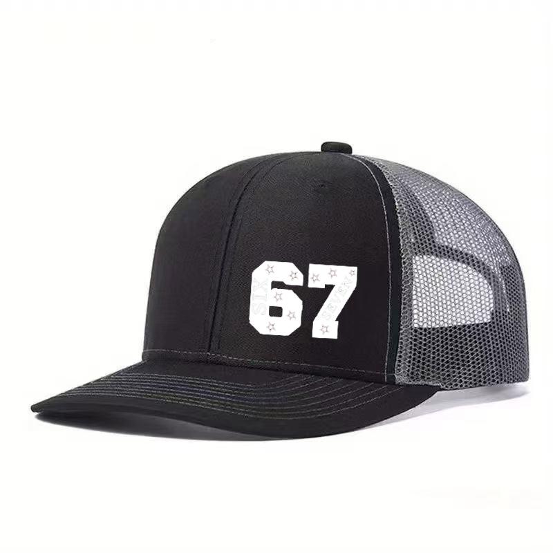 1PC Breathable Mesh Cap with 67 Star Fashion Logo, Perfect for Daily Travel Without Sweating