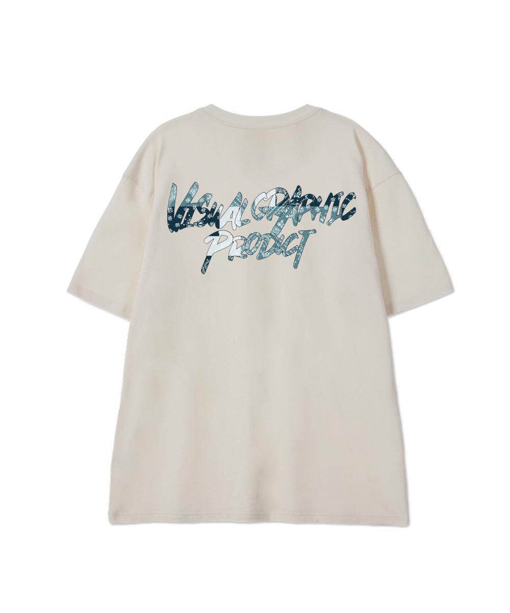 Biel Multi Paisley Graffiti Logo Short Sleeve T-Shirt Cream M