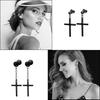 Korean Trendy Stud & Dangle Earrings Set: Dumbbell, Cross Pendants, Hip Hop Style
