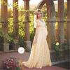 Euro Womens Lace Ruffle Short Sleeve Long Dress With High Waist For Summer Casual Wear