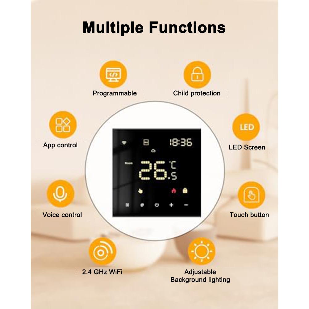 1pc Smart WiFi Thermostat Programmable Intelligent Temperature Control With Touchscreen For Water Floor Heating & Gas Boilers