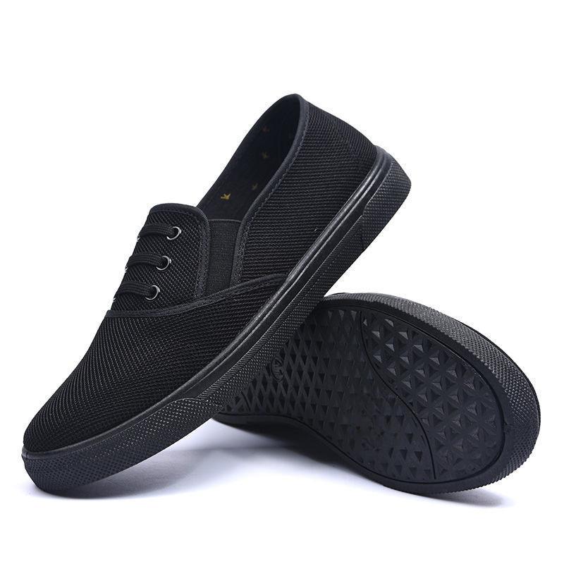 

2025 новые черные тканевые туфли мужские повседневные легкие ленивые туфли на одной педали с мягкой подошвой парусиновые летние модные для улицы 43