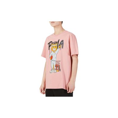 Dylan Cartoon Animal Court Pattern Logo Print Sports Short Sleeve T-Shirt Men Tops Pink 532730-07