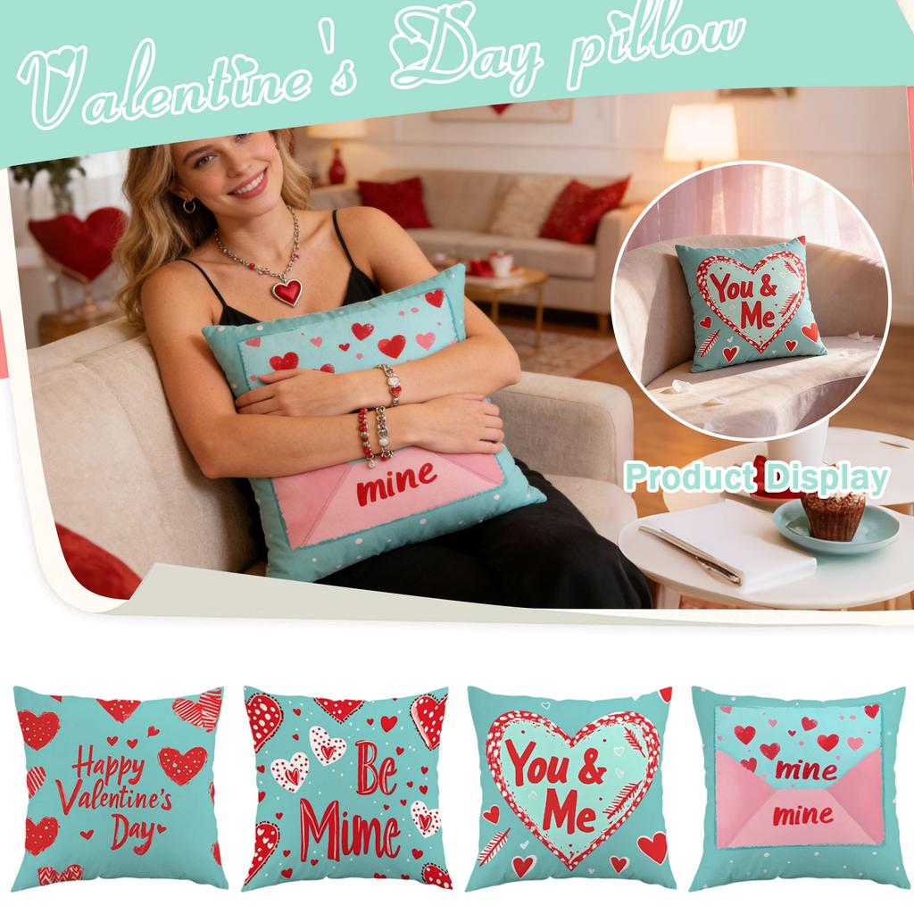 Valentine's Day Pillowcase, 17.71 17.71 Inches, Winter Holiday Theme, Sofa Throw Cover