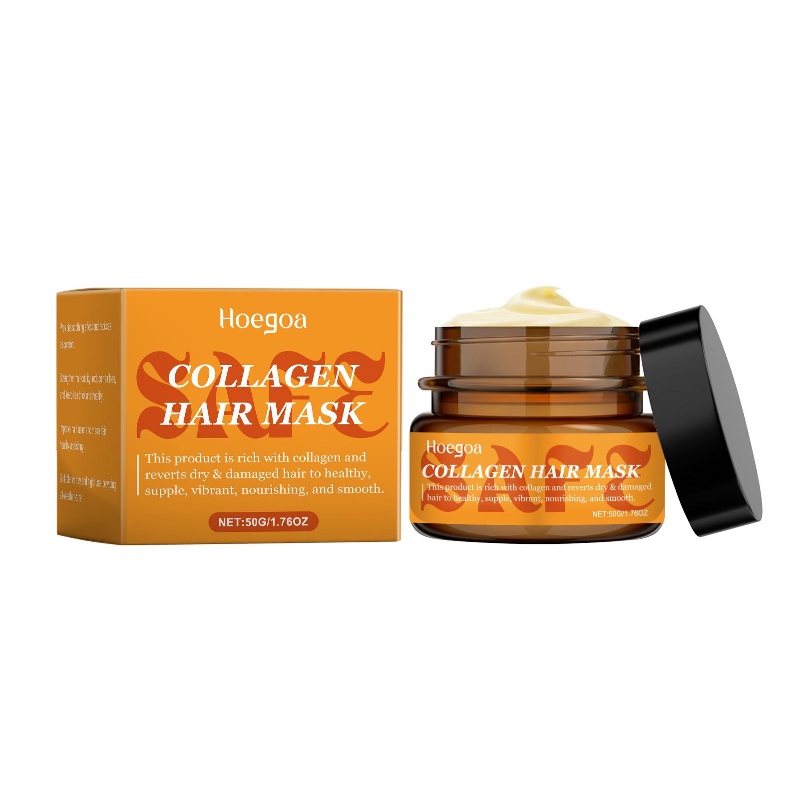 

Collagen Hair Mask Prevent Hair Loss Reduce Breakage Split Ends Repair Damaged Hair Anti Frizz Nourishing Hydration Hair Care 50g