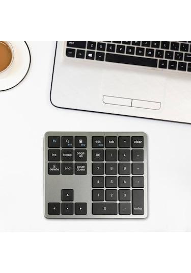 35 Key Silent Numeric Keypad  Wireless Bluetooth Dual Mode Numeric Keypad Silver White