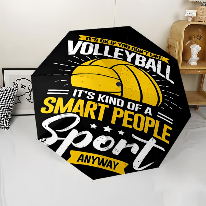Volleyball Theme Automatic Umbrella, Lightweight & Portable, 8 Rib, Perfect for Outdoor Travel, Birthdays, Christmas, Gifts.