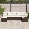 VidaXL Ensemble de Canapés de Jardin 7 Pièces avec Coussins Rattan Poly Marron 3346808