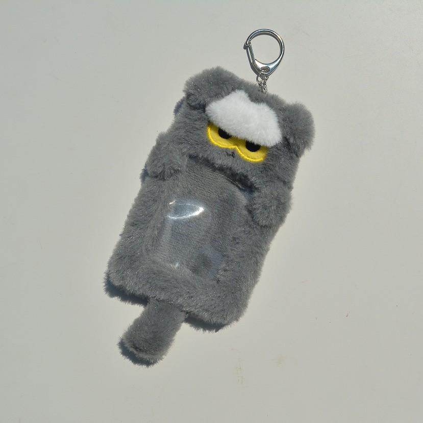 Cute Cartoon Grey Cat Plush Keychain Card Holder Mini Wallet ID Badge Case School Pass Bag Charm