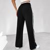 New EU & US Style Black Elastic Waist Straight-Leg Sports Pants - Women's Autumn/Winter Casual Trousers