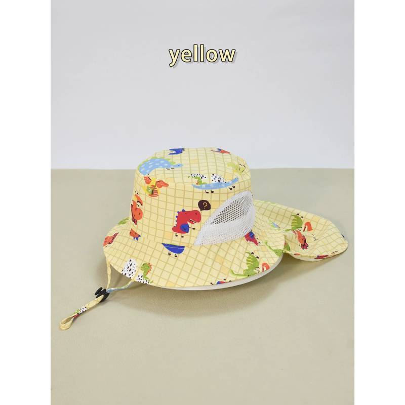 Summer Kids Sun Hat With Wide Brim Cotton Polyester Uv Protection For Boys Girls
