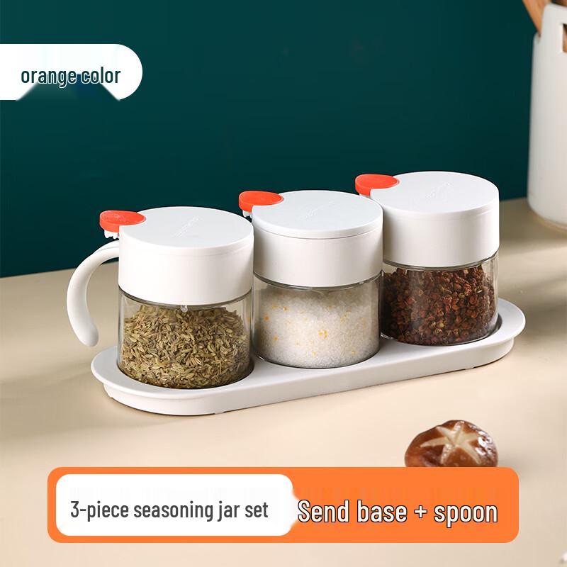 Camellia 3-Piece Glass Seasoning Jar Set