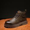 Non-slip Casual Leather Man Ankle Boots Outdoor Motorcycle Boots Versatile Leisure Botas Street Style Men High Top Shoe Sneakers