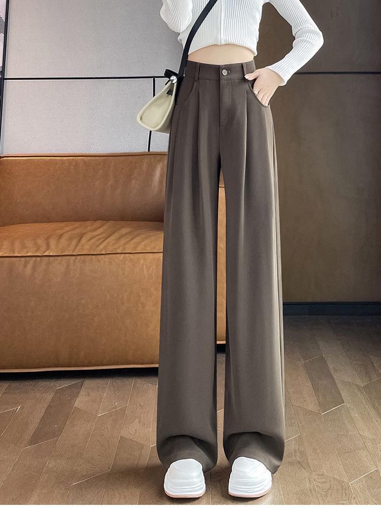Women's 2026 Korean-Style High-Waisted Wide-Leg Professional Slimming Pants