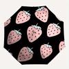 1pc Strawberry Pattern Automatic Open/close Folding Compact Umbrella, 8-Rib Sturdy Canopy, Lightweight Portable, Everyday Use, Gift, Outdoor Umbrella,