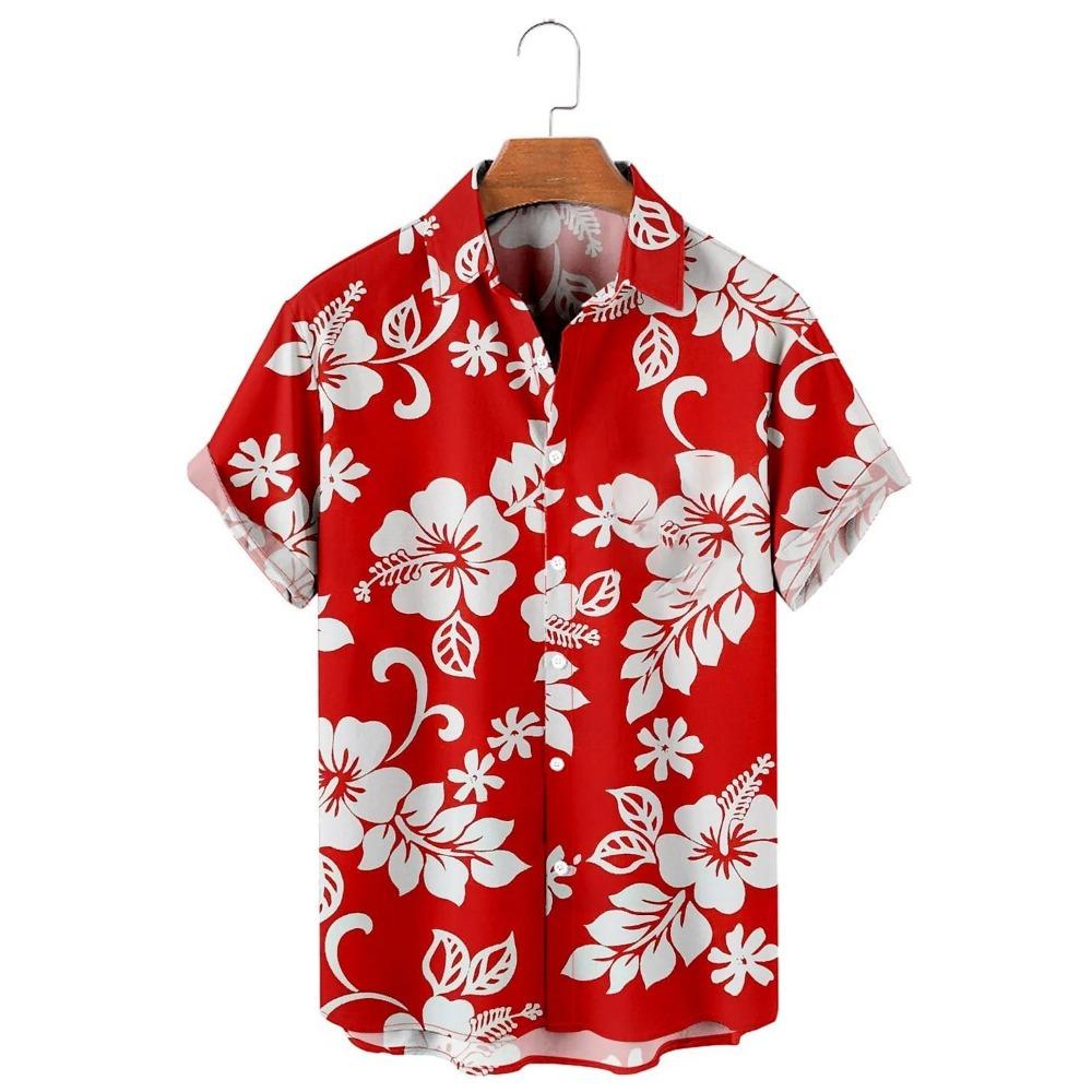 Men's Hawaiian Shirts Flower Graphic Aloha Floral Turndown 3D Print Street Daily Short Sleeve Button Clothing Beach