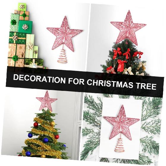 Christmas Pentagon Top Star Tree Topper Exquisite Star Xmas Tree Fake Tree Small Christmas Star Topper Christmas Decorations 7