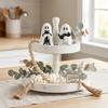Cute, Spooky Halloween Ghost-Shaped Black Cat Plush Toy Measuring 1.1 Inches (Mini Size), Made of Resin Material,Desk Decoration