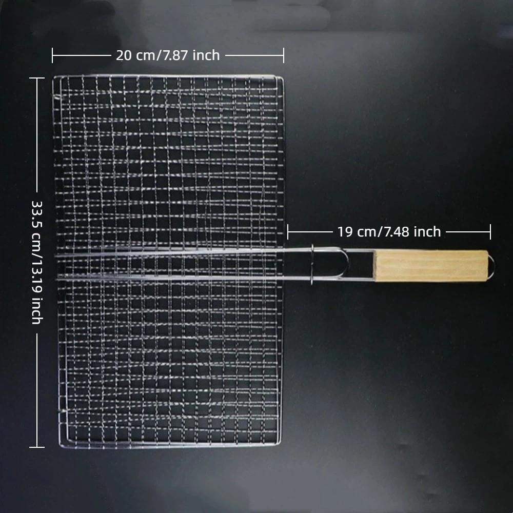 Stainless Steel Grilling Baskets Rustproof Grilled Fish Net BBQ Rack Mesh Outdoor Cooking