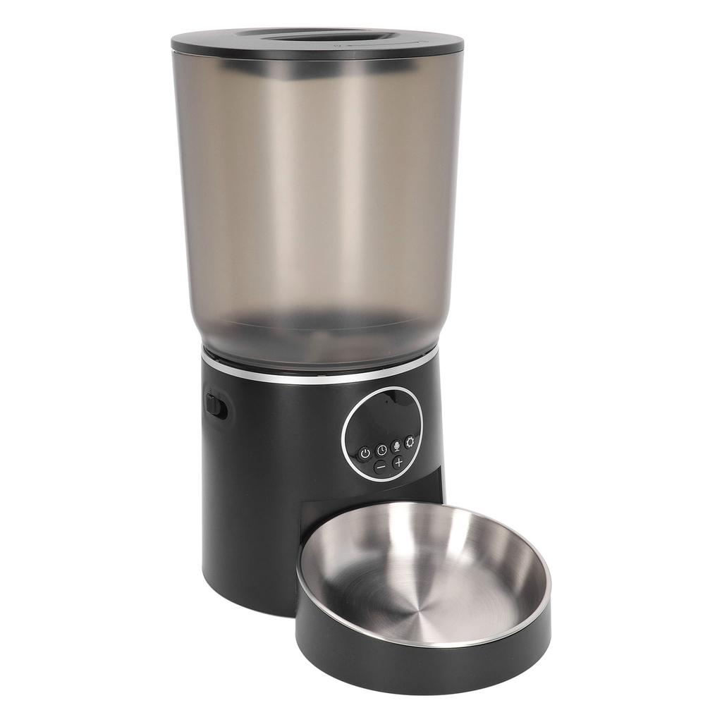 Automatic Pet Feeders Smart Timing 5L Dual Power Support Cat Food Dispenser for Home Black Button