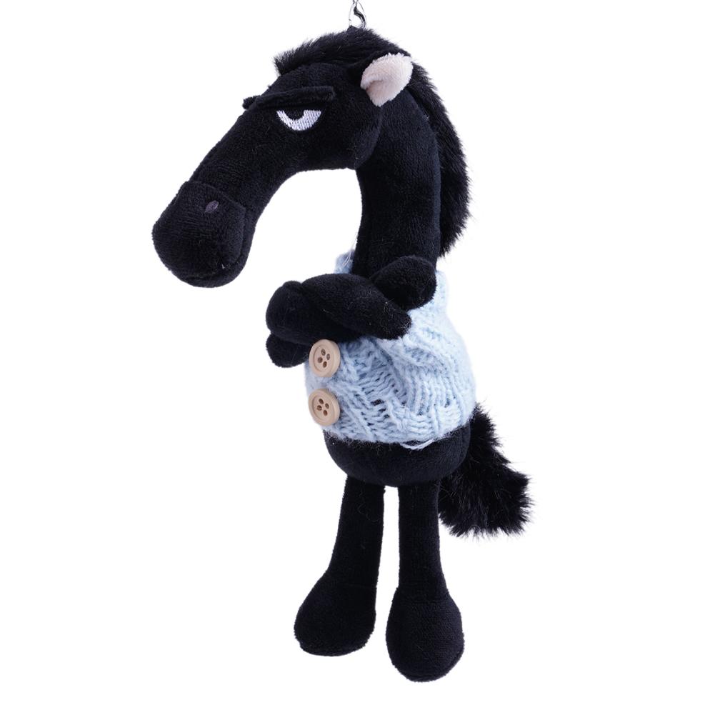

Cool Black Horse Backpack Pendant Kawaii Plush Keychain Accessory Creative Horse Ornament Decor for Car Mirror, School Bag, Keys