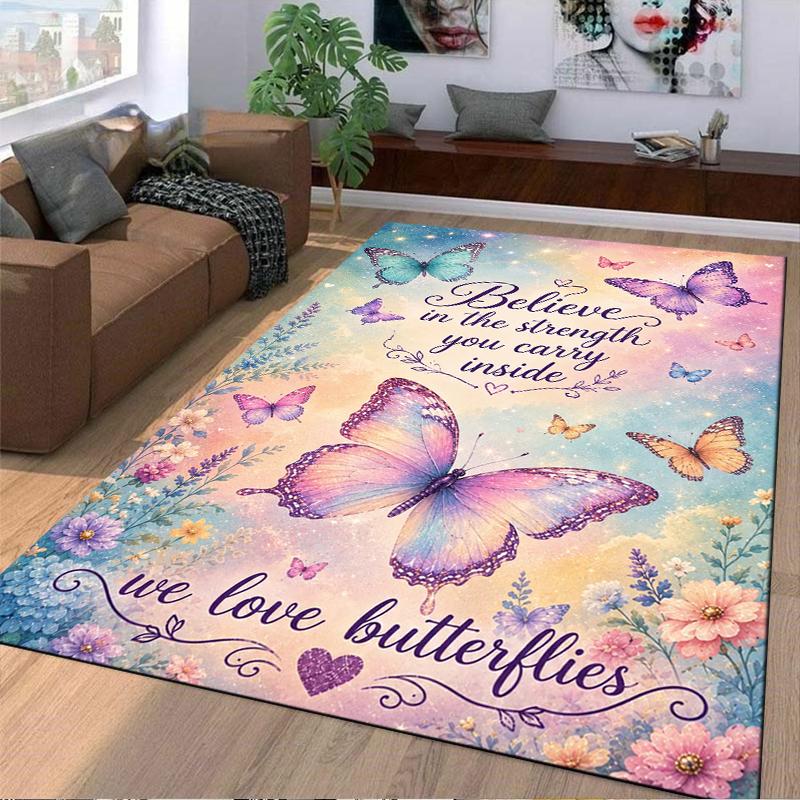 Butterfly carpet Set with Inspirational Quote carpet set (1 duvet cover, 2 pillowcases, duvet not included)
