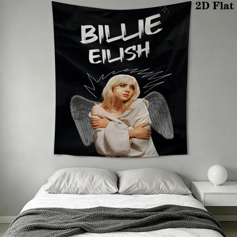 Billie Eilish Wandteppich Ästhetisches Wandbehang Bedruckter Stoffdecke Dekorative Wandteppiche für Schlafzimmer Wohnzimmer Heimdekoration