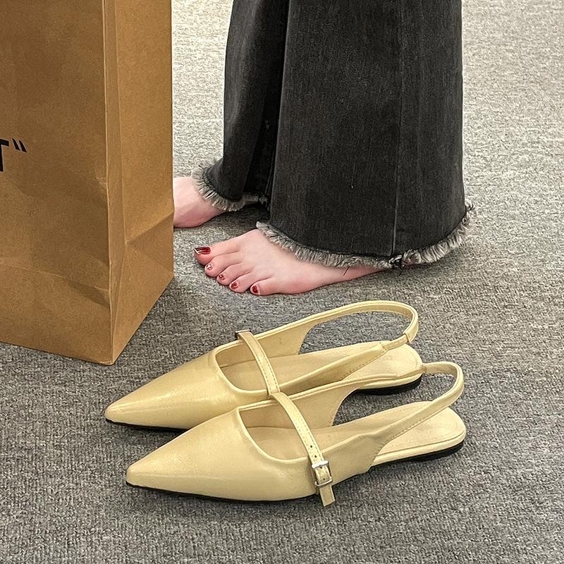 Flat Bottom Versatile Not Tired Foot Bag Head Sandals Fairy Shoes 2025 New Spring and Summer Pointed Temperament Niche Single Shoes
