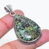 Natural Tibetan Turquoise Gemstone 925 Sterling Silver Pendant 2.01" AP-15154