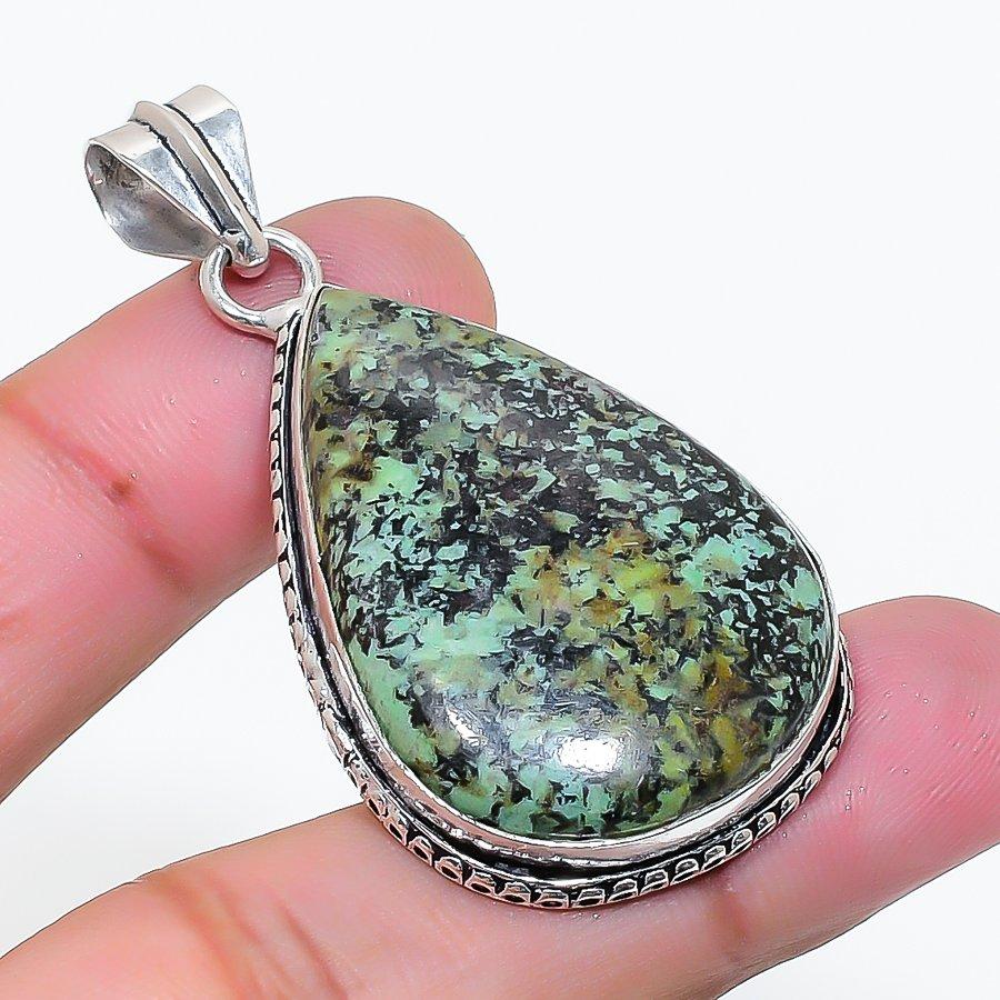 Natural Tibetan Turquoise Gemstone 925 Sterling Silver Pendant 2.01 AP-15154