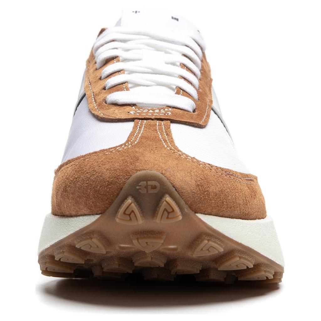 Li Ning Light Boat Reflective Shock Absorbing Non-Slip Low Top Casual Running Shoes Unisex sneaker White Brown AZGU081-8