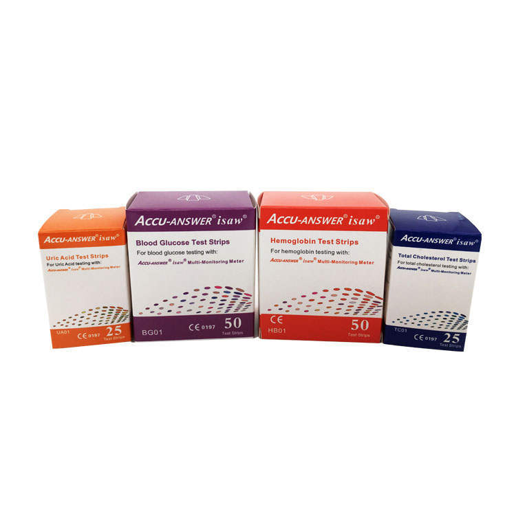 Accu Answer Cholesterin, Blutzucker, Harnsäure, Hämoglobin 4-in-1 Instrument mit Teststreifen