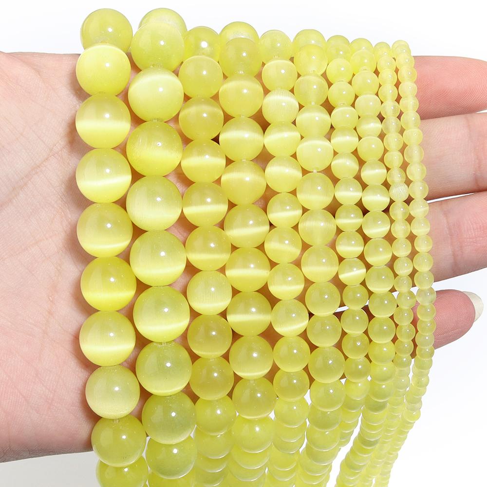 4/6/8/10/12mm Multicolor Natural Cat Eye Stone Beads For Jewelry Making Loose Spacer Round Beads DIY Charms Bracelet Necklace